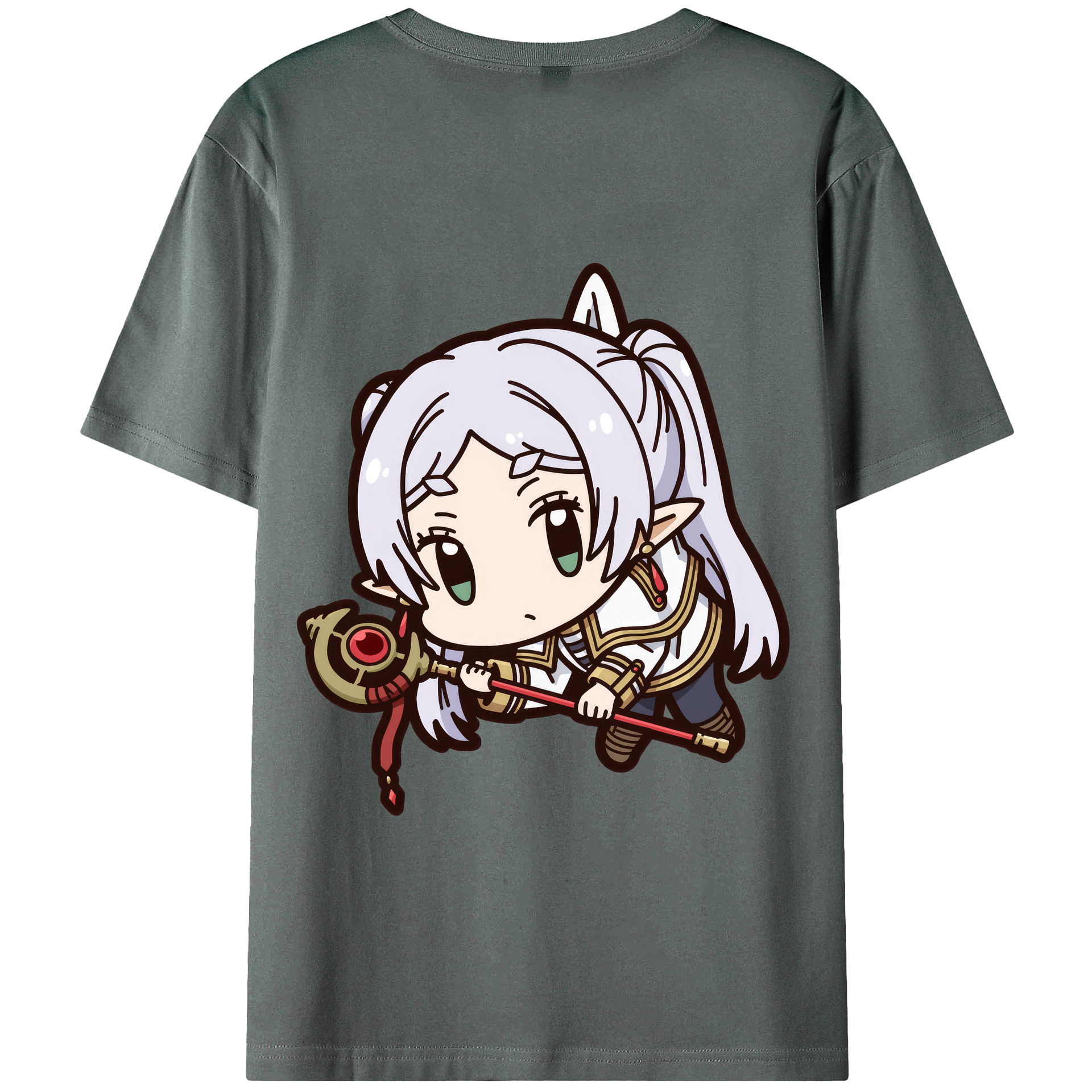 （画像用） 葬送のフリーレン Frieren 綿100％半袖Tシャツ（背面プリント）
